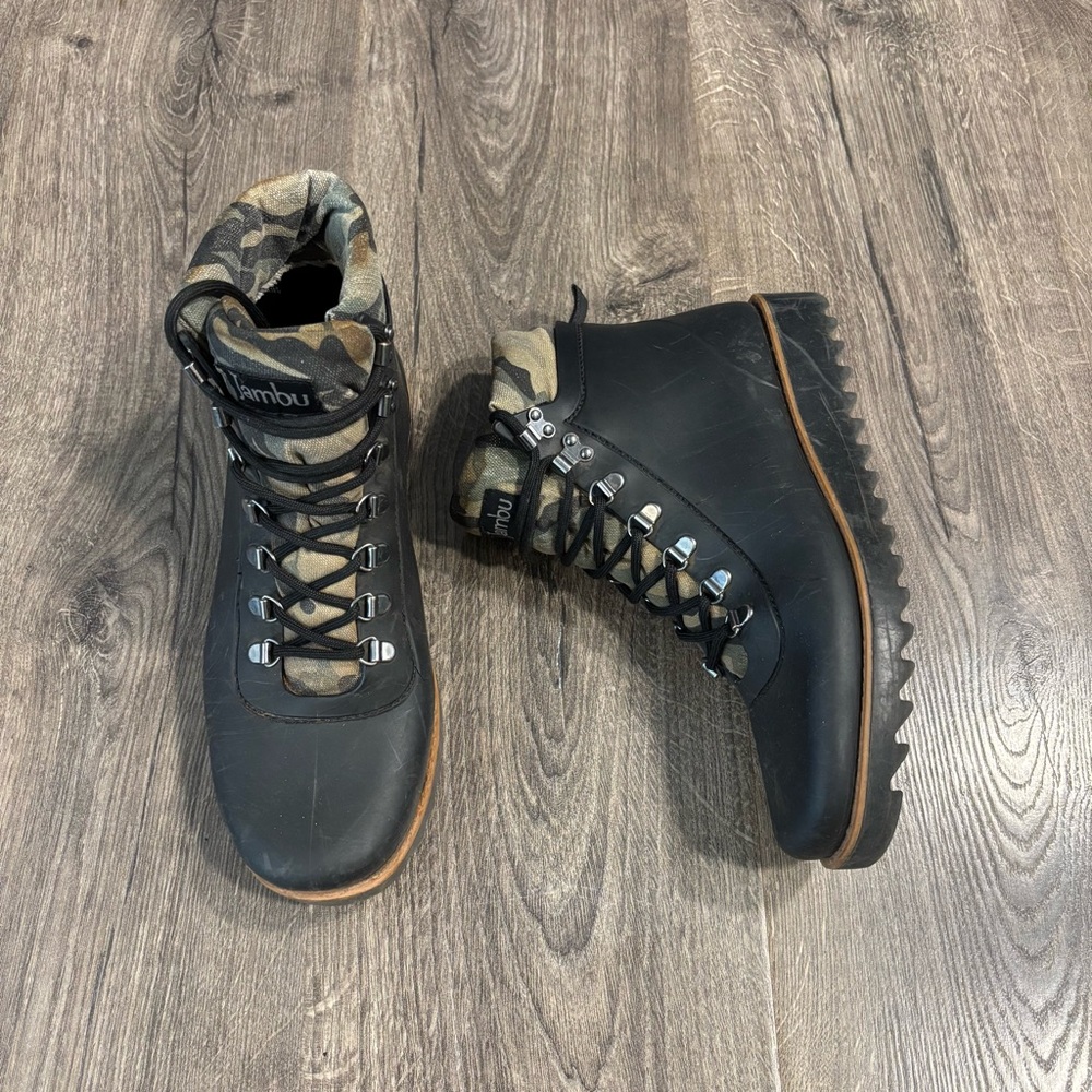 Jambu Womens Rainey-Hiker Waterproof Lace Up Boots - Black and Camo Size 8